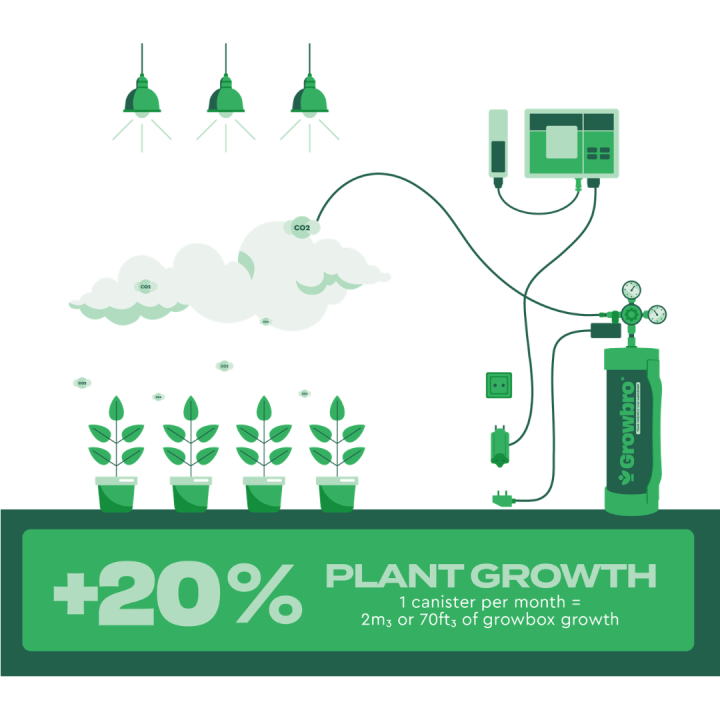 Botella CO2 Growbro - Mejora el rendimiento de tus cultivos - CO2 Suministro y Control