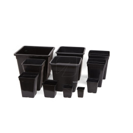Maceta Cuadrada Negra 15x15x20 cm - 35 uds | Suministros Hortícolas