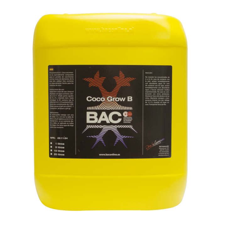Coco B Grow 1 L BAC - Nutrientes para Cultivo de Coco - Fertilizantes