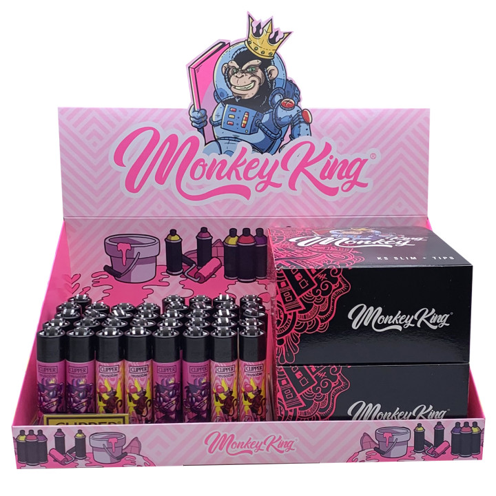 Display Animal Papel + Filtros + Mechero Clipper - MONKEY KING - Parafernalia