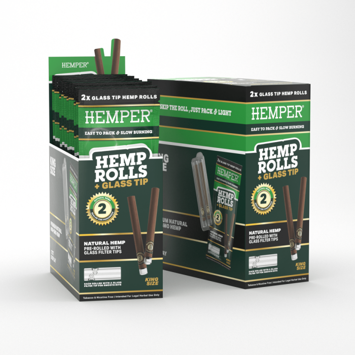 Pre-enrollados King Size Rolls 2 pk con boquilla Hemper - Parafernalia