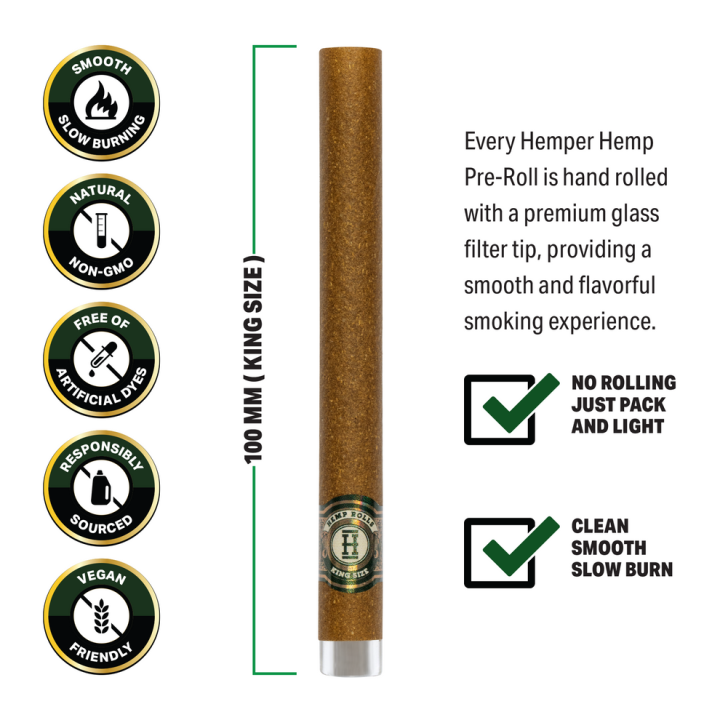 Pre-enrollados King Size Rolls 2 pk con boquilla Hemper - Parafernalia