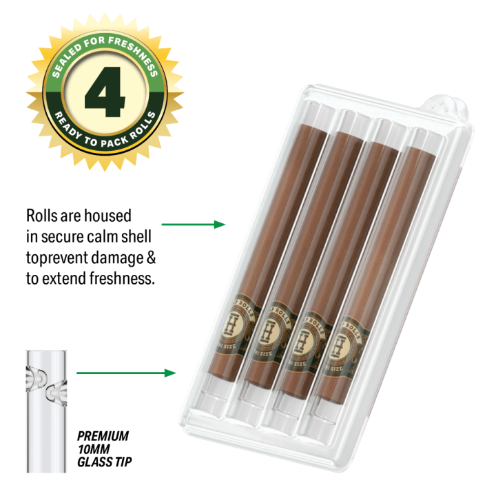 Pre-enrollados Mini Rolls 4 PK con Boquilla de Vidrio - Hemper - Parafernalia
